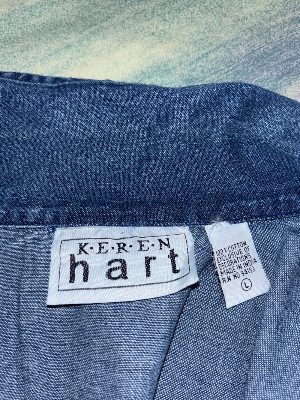 Vintage Keren Hart Denim Button Jacket Teacher Back To School Retro size L - Picture 2 of 7